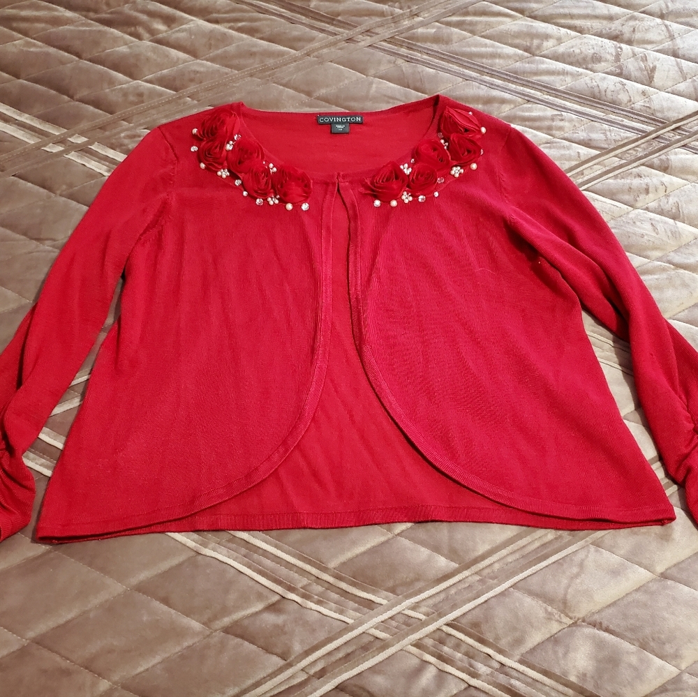 Covington red shrug Size L
